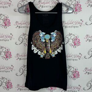 La notte tank top eagle Aztec boho print jewels floral Black Graphic Tank Top